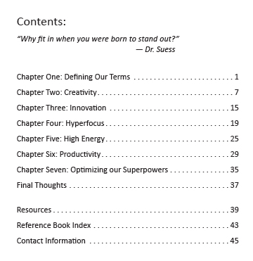Table of Contents